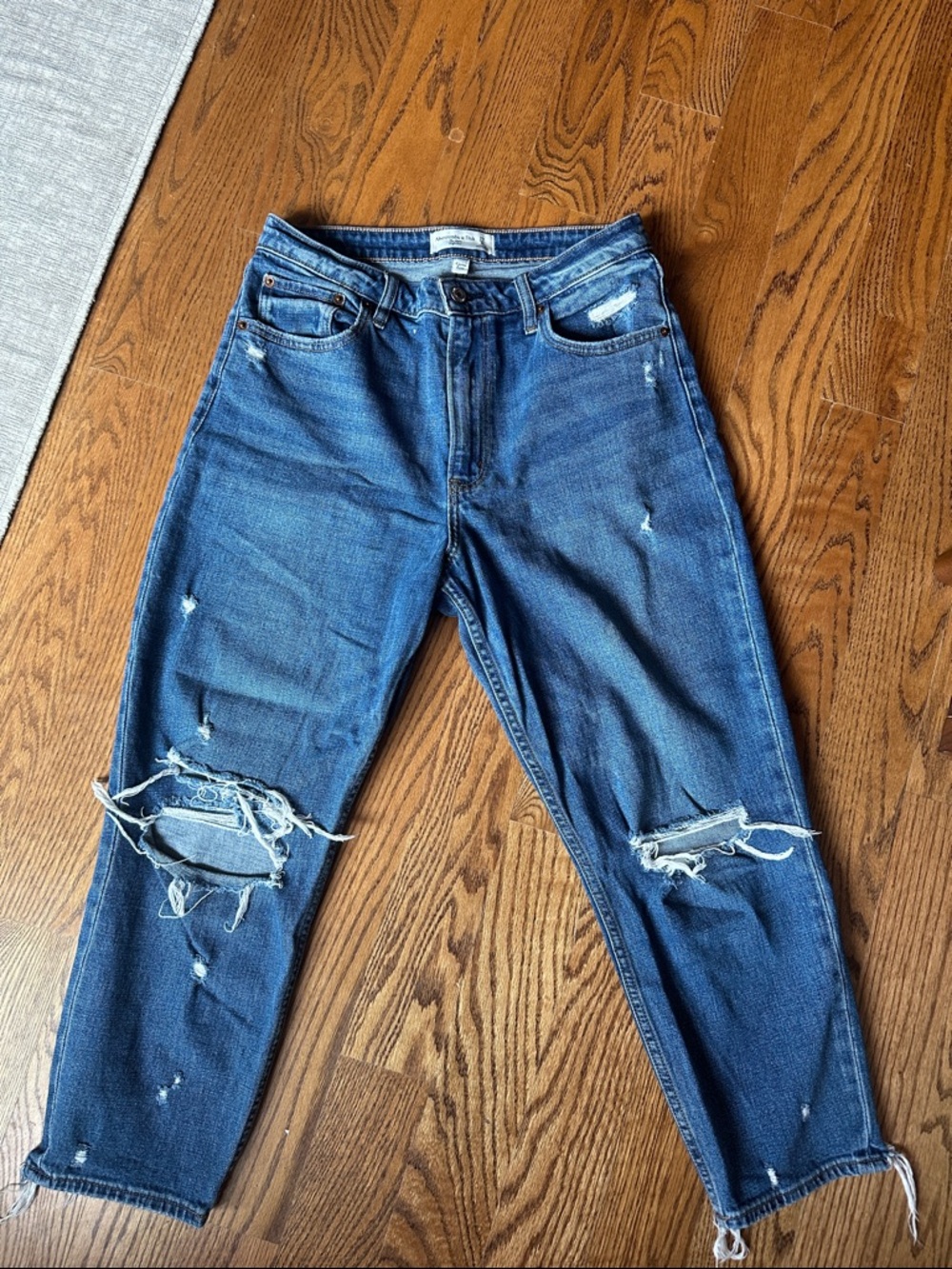 Abercrombie and Fitch Distressed “the Mom” High-Rise Jeans